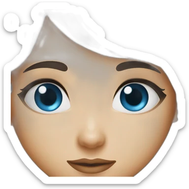 Dark brown long hair bangs girl with blue eyes sticker