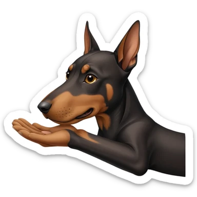 hand petting doberman sticker