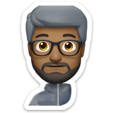 Brown hair white man with a beard and round glasses typing on apple computer wearing a dark blue nike hoodie sticker