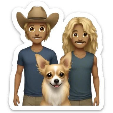 Long hair sand chihuahua and two men sticker