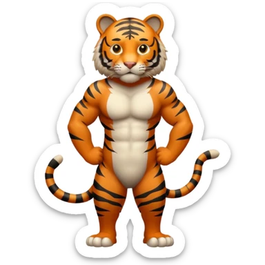 Create a single emoji of a Tiger in full body, shown at a slight side angle in a natural, characteristic pose.
 sticker