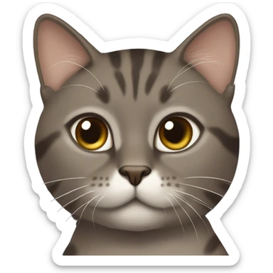 brown-greyish cat with white chin and chest painting  sticker