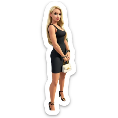 blonde beauty in black dress sticker
