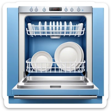 Open dishwasher in aesthetic blue color  sticker