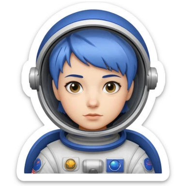 Female astronaut with short blue hair sticker
