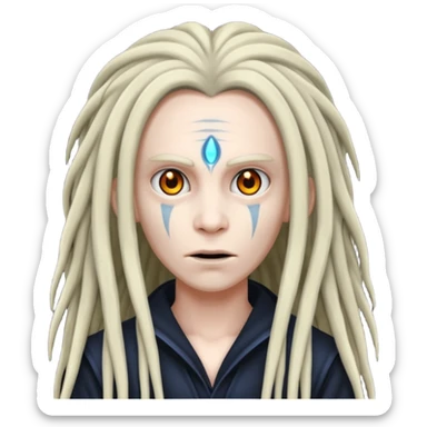 mysterious creature with long dreadlocks and dark evil aura sticker