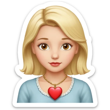 Vintage blonde hair girl with hazel eyes heart necklace  sticker