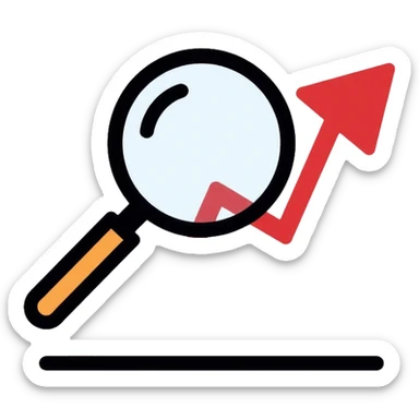 simple magnifying glass over a descending chart line sticker