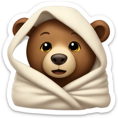 bear cozy in blanket sticker