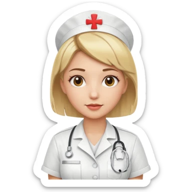 Sexy nurse blonde, wild short hair, Brown-blonde highlights 
 sticker