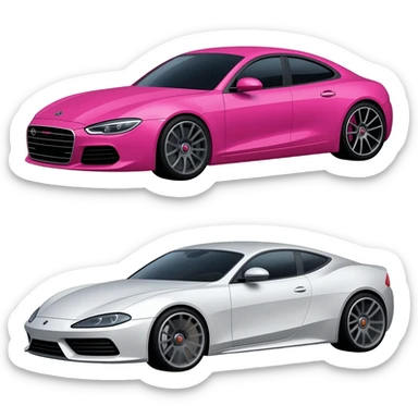 pink, black, and white expensive cars sticker