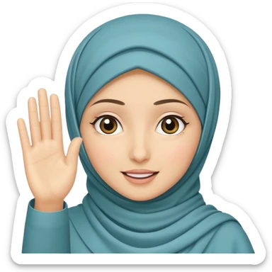 waving hijabi girl sticker