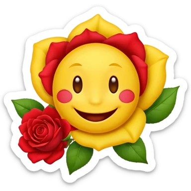 Normal emoji yellow biting a rose flower  sticker