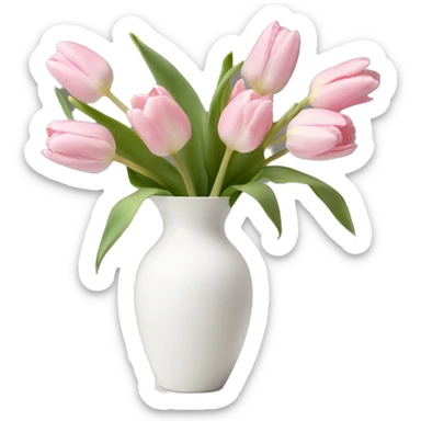Light pink tulips in white vase i sticker