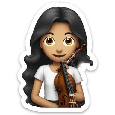girl with long dark hair playing bassoon sticker