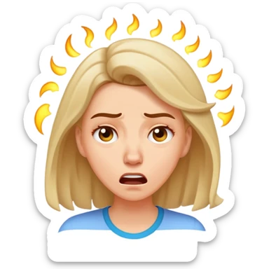 White woman shaking her head in frustration  sticker