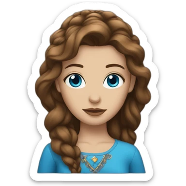 Rock princess with brown hair and blue eyes sticker