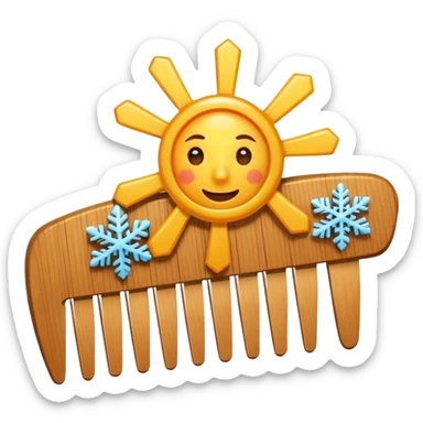 comb with a small sun and snowflake nearby sticker