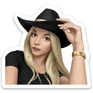 blonde girl with hat sticker