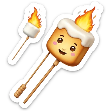 Marshmallows roasted on fire, skewered sticker