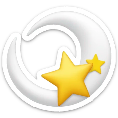 yellow star hanging from end of white crescent moon sticker