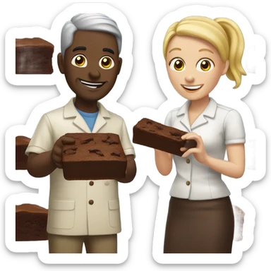 Two white people making brownies sticker