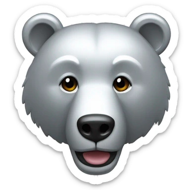 Platinum colored bear head  sticker