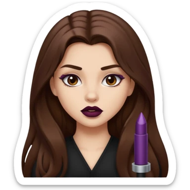 a pretty bratz fair girl with brown long hair styled well, looking like a baddie sticker