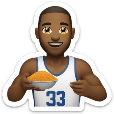 Basketball player eating animal feed sticker