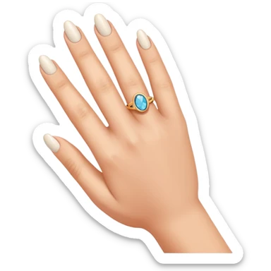 A woman's finger with a ring on the fourth finger sticker