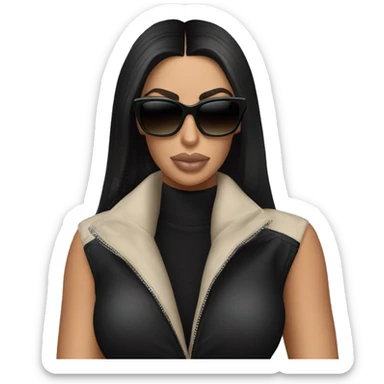 kim kardashian wearing balenciaga sun glasses in a full black outfit sticker
