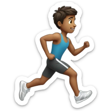 A boy jogging backwards sticker
