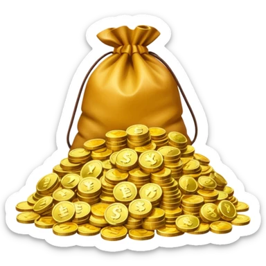 mountain of money with bags of money sticker