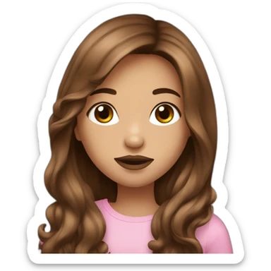 brown long hair,pinky lips girl sticker
