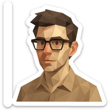 nerdy guy with glasses, low-poly polygonal style sticker