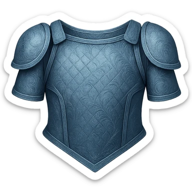 Recolor this armor to match the blueish-gray steel color and ornate engravings of the reference helmet. Emphasize the cool metallic finish and detailed engravings, matching the helmet exactly. Transparent background. sticker