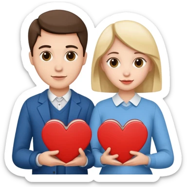 a couple hold heart books sticker