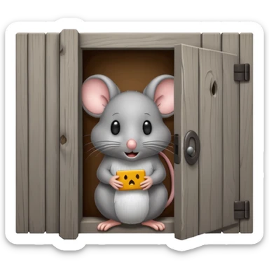 Scared Mouse in a Little Door sticker