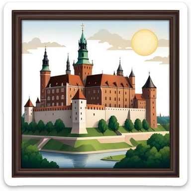 Cinematic Realistic Wawel Castle Landmark Emoji, depicted with the historic royal castle rendered with intricate detail and dramatic, majestic lighting. sticker
