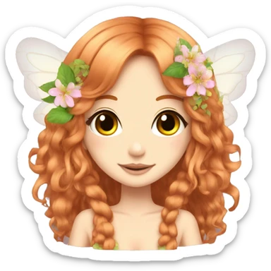 hime gyaru girl, fairy wings, ginger hair, flowers in hair sticker