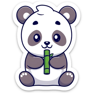 Adorable panda eating bamboo sticker