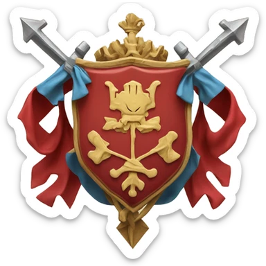 ancient red arisocratic baroque coat of arms with 3 crossed arrows in center sticker