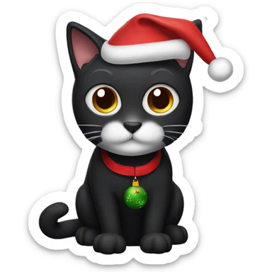 christmas black cat sticker