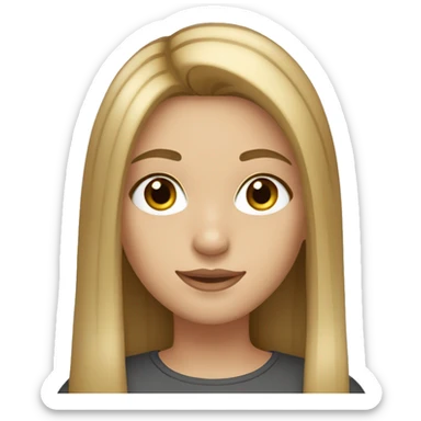 girl with long, dark blonde straight hair with light blonde highlights and brown eyes and long eyelashes sticker