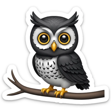 A black and white owl sticker