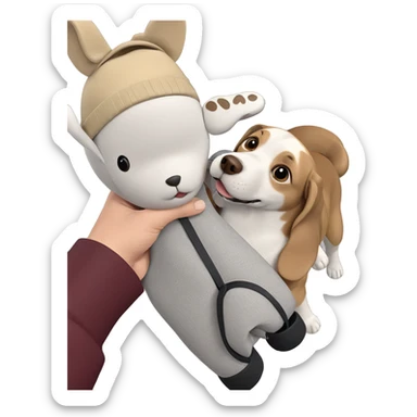 holding a dog in hat sticker