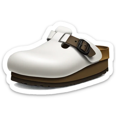 two Birkenstock boston clogs with socks sticker