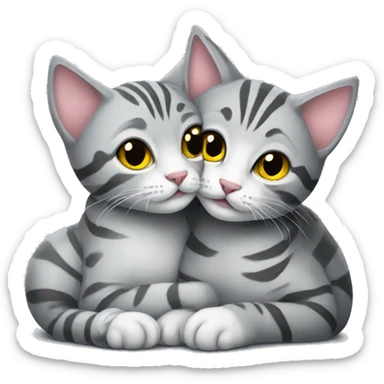 Two Silver tabby cats cuddling sticker