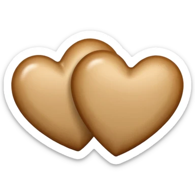two hearts beige and brown sticker