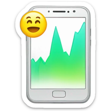 a smartphone showing a graph going up sticker